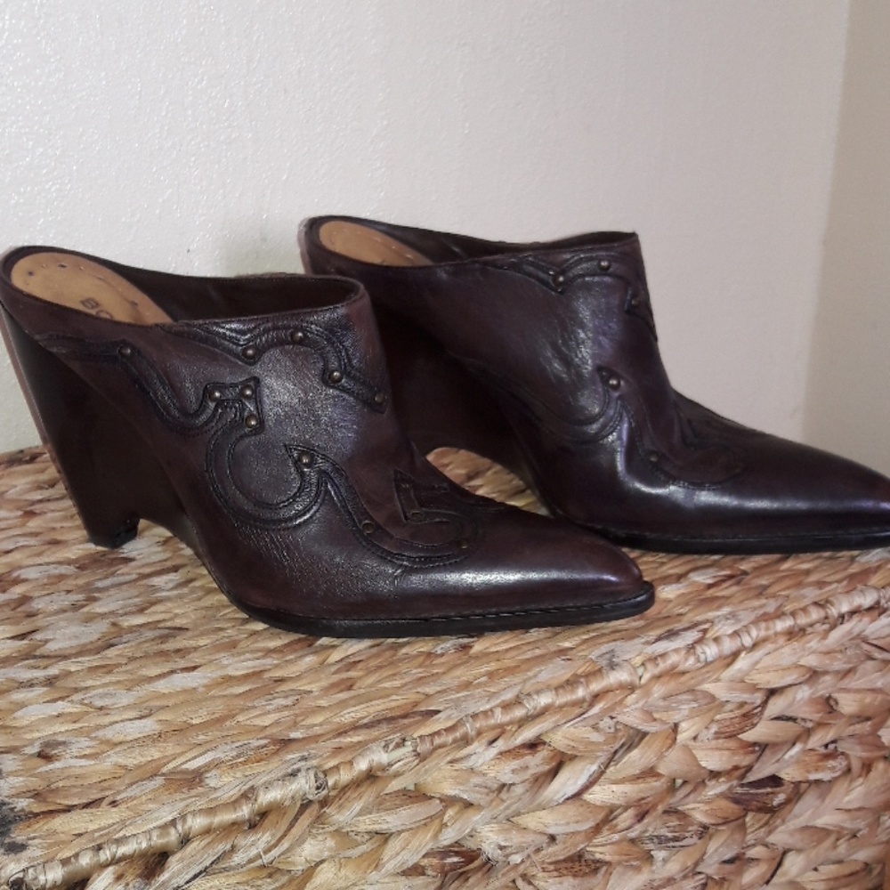 BCBGirls Genuine Leather Backless Booties